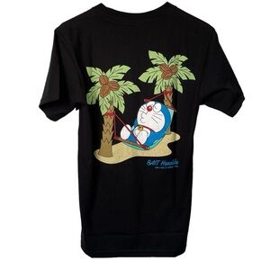Black Graphic Tee with Cartoon Design